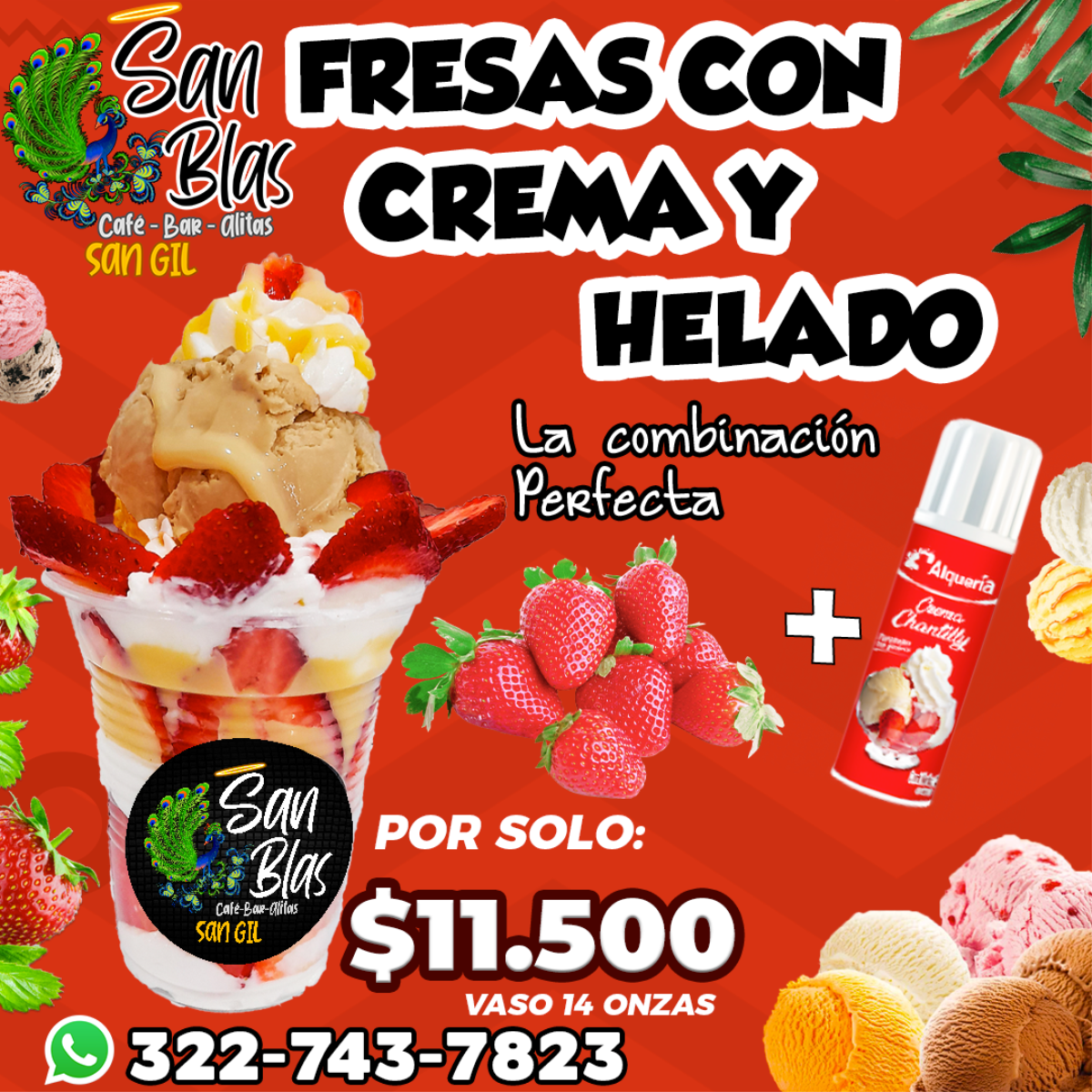 Vaso De Fresas Con Crema